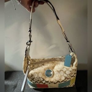 NWOT Vintage Coach Tan Multi-Colored Stripes Hobo Bag